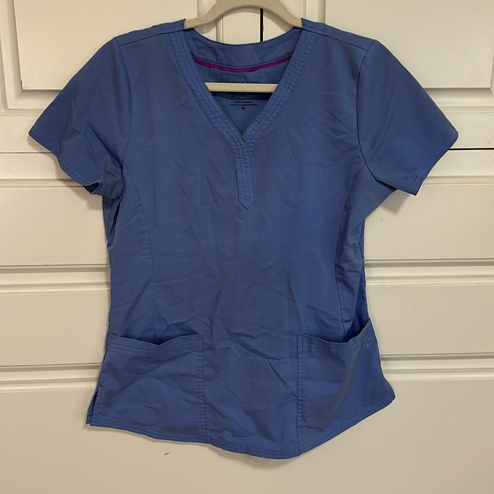 Purple Label by Healing Hands Blue scrub top.